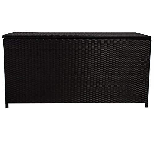 Polyrattan Gartenmöbel Auflagenbox mit wasserabweisender Innenplane in schwarz - 2