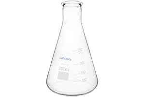 Labasics Glass Narrow Mouth Erlenmeyer Flask, Borosilicate Glass Heavy Wall Flask with Heavy Duty Rim, 250ml