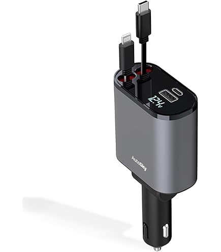 5-in-1 sigarettenaansteker, USB C autolader, intrekbare 12 V