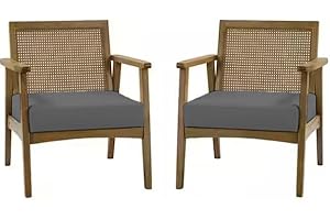 DAZZLE COLLECTION Set of 2 Outdoor Waterproof Chair Cushion Seat Pads Rattan Garden Furniture Seat Cushions For Patio, Garden, Office, Coffee Shop, Dining Room Removable Fabric Zipper Cover (Gray, 50X50X5cm)