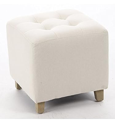 Atmosphera Pouf carré - LIN et COTON - Coloris BEIGE