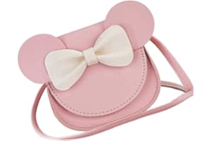 sanvpwsan Little Girl Shoulder Bag Bowknot Flap Mini Handbag Cute Mouse Ear Crossbody PU Bag, Suitable for 2-10 Years Old (Pink)