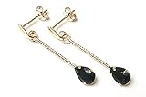 pendientes largos oro blanco circonitas Longitud: 24 mm Pendientes de oro de 9 quilates, diseño de lágrima, largos, zafiro