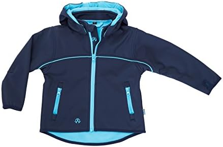 ELKA Children Children's Softshell Jacket 3 Layer Hoodie With Fleece Lining, Warm, Waterproof, Windproof, Breathable - Blue - 6 Years