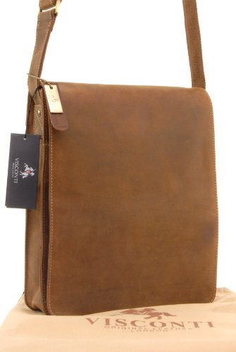 Große braune Organizer-Umhängetasche aus Leder von Visconti (18410) – GRÖßE: B: 25 H: 30 T: 7 cm - 3