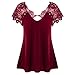 Produktbild TUDUZ Oversize Oberteil Damen V-Ausschnitt Spitze Kurzarm Trim Cutwork Loose Fit T-Shirt Tops