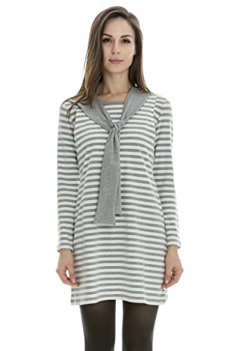 BEARSLAND Women's Long Sleeves Crew Neck Striped Maternity and Nursing Dress