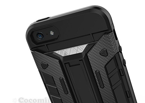 Cocomii Transformer Armor iPhone SE 5S 5C 5 Funda NUEVO  Robusto  Superior Incorporado Cartera Soporte Antichoque R  gido Caja  Militar Defensor  Cuerpo Completo Doble Capa S  lido Case Carcasa   NEW  Heavy Duty  Premium Built-in Multi Card Holder Kickstand Shockproof Hard Bumper Shell  Military Defender  Full Body Dual Layer Rugged Cover for Apple iPhone SE 5S 5C 5  T Red 