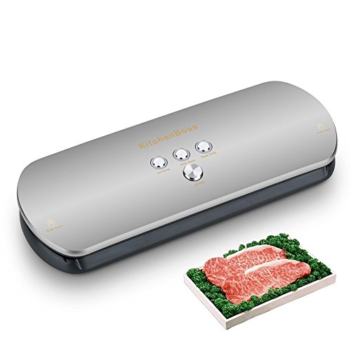 Preisvergleich Produktbild Vakuumierer, KitchenBoss Vakuumiergerät Lebensmittel Folienschweißgerät für Kitchen Lebensmittel, Fleisch,Früchte + 5 gratis Profi-Folienbeutel (Silber)