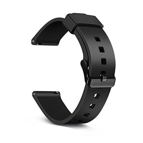 BlueBeach® Haute qualité Replacement Bande Bracelet Chaîne de Montre 22mm silicone pour Pebble Time / Motorola 360 2nd Gen / Samsung Gear 2 R380 R381 R382 / LG G Watch W100 / LG G Watch R W110 / LG Watch Urbane W150 / Asus ZenWatch / Asus Vivowatch (Noir)