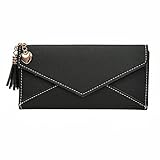 Btruely Brieftasche Damen Handtasche Mädchen Handytasche Kuriertaschen Geldbörse Groß Brieftasche Lange Portemonnaie mit Münze Tasche Karte Halter Leder Geldbörse Vordertasche Wallet (Schwarz)