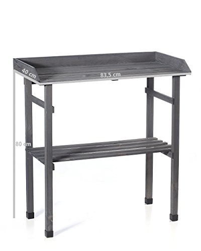 myGardenlust Pflanztisch für Garten Balkon und Terrasse – Gartentisch rechteckig aus Kiefern Holz – Blumentisch – Pflanzentisch 80 x 40 x 83,5 cm anthrazit - 4