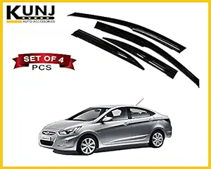 Kunj Autotech Door Visor Wind Rain Deflector Black Color Compatible for Hyundai Fludic Year 2011-2017 Set of 4 Pieces