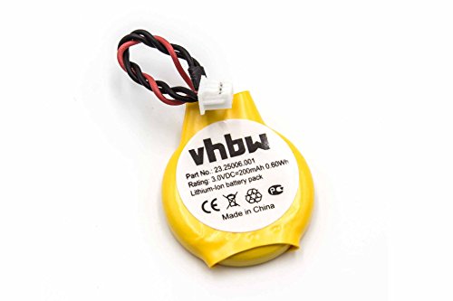 vhbw Li-Mn Bios Batterie 200mAh (3V) Notebook Laptop Dell Latitude E4300, E4310, E5400, E5410, E5500, E6400, E6410 wie CR2032CL-3, 23.25006.001.