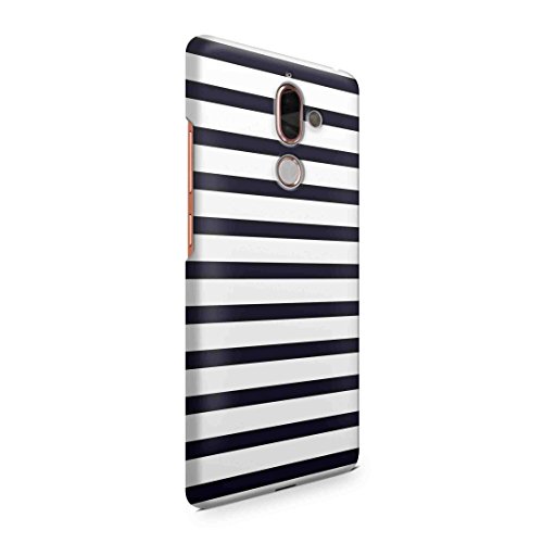 Cover Affair Stripes Printed Designer Hard PC Slim Light Weight Back Cover Case Compatible with Nokia 7 Plus (Black & White) (G3-D174)