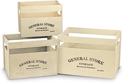 Vintage Wooden Apple Crates Storage Box Stacking Home Organisation & Retail Display, Set of 3 by Your Home (Cream)