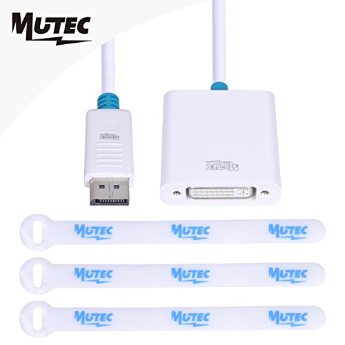 MutecPower Displayport (DP) auf DVI Video Adapter Kabel Konverter - Männlich zu weiblich - 4K Ultra HD - mit 3 Kabelbinder - Stecker auf Buchse