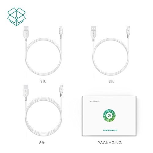 RAVPower Micro USB Kabel 3-Pack Set neu Version für Smartphone Tablet weiß - 7