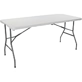 THINIA HOME White Portable Rectangular Folding Catering Table 150 cm: Multipurpose Table for Camping and Events in Outdoor or
