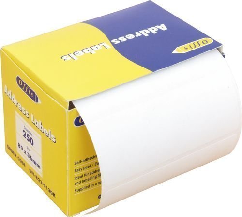 250 Premium Quality Self Adhesive Address Labels On Roll 89mm x 36mm