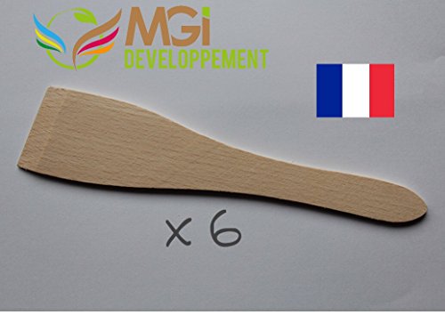 Lot de 6 spatules crêpière party/ Plancha / Pierrade / Barbecue en bois made in jura