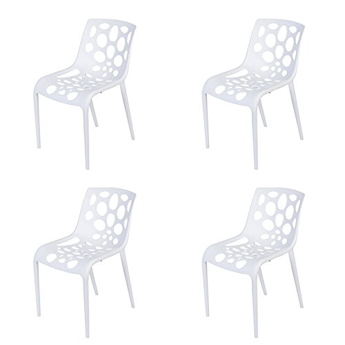 Preisvergleich Produktbild QAZQA - Gartenstuhl Kunststoff weiß 4er Set - Stico