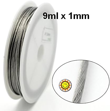 1 Metre Reel Of 9 ml Cabled Wire 1 mm Nylon Sheath Steel-Coloured
