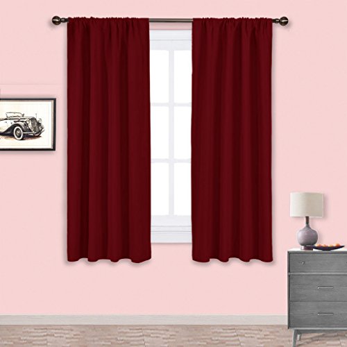 PONYDANCE Vorhänge Blickdicht mit Stangenbezug geeignet für Saal 2 Stück 160 cm x 106 cm (H x B), 2er-Set,Rot