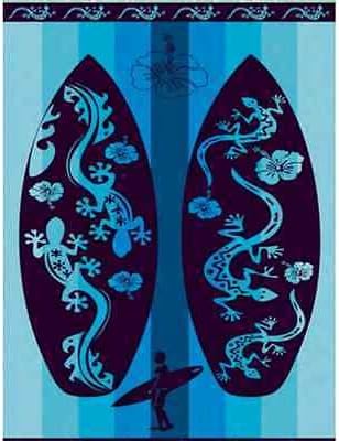 Tiendadeleggings Large Beach Towel Set - Blue Surfboard Design - 100% Egyptian Cotton - Mod: (405 A) 90 x 170 cm - Plus Pack of Tiendadeleggings Pressure-Relieving Ankle Socks