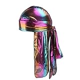 Kopfkappe Unisex Hut Männer Frauen Silk Polyester Bandana Hut Durag Rag Tail Headwrap Lila Headwear Geschenk Spring Moonuy