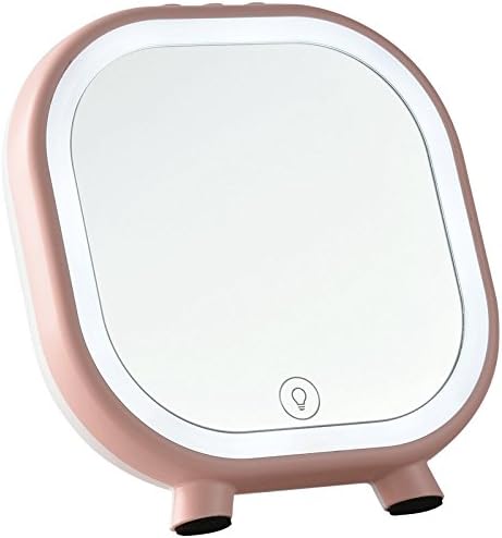 PIN Makeup Mirror Lamp Charging Touch Led Lamp Bluetooth Speaker Small Table Lamp Cute Dresser Mirror,Pink