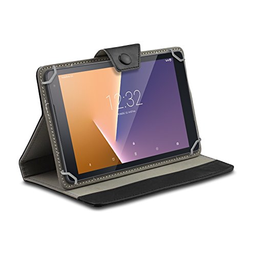 NAUC® Robuste Tablet Schutzhülle für Vodafone Tab Prime 6 / 7 aus hochwertigem Kunstleder Tasche Hülle Standfunktion kombiniert Schutz und Design in 9 verschiedenen Farben Cover Case Universal Schutzhülle Modellauswahl Farbauswahl, Farben:Schwarz - 2