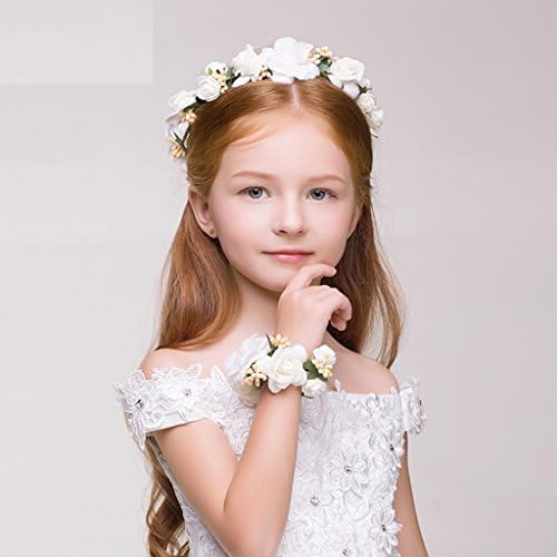 Flower Wreath, Girl Hair Ornaments Headband Accessories Wreath Child Princess Headdress ( Color : White )
