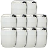 Wilai Lot de 10 bidons Plastique 20 L, Ouverture DIN 61 Jerrican HDPE Alimentaire (10x22002)