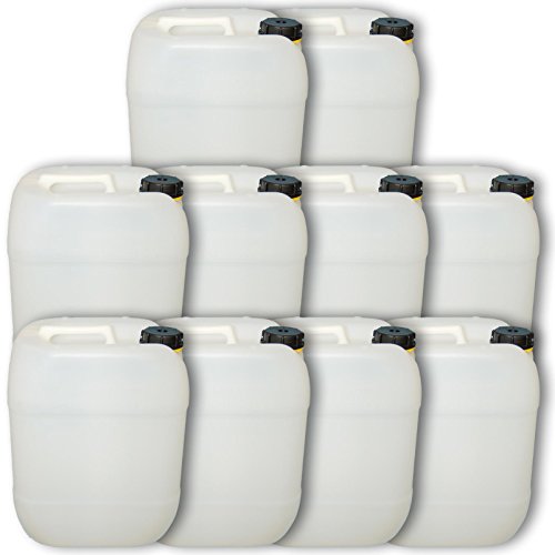 détail Lot de 10 bidons plastique 20 L, ouverture DIN 61 Jerrican HDPE alimentaire (10x22002)