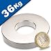 Produktbild Ringmagnet Magnetring Ø 70/30 x 10 mm Neodym N42, Nickel - Haftkraft 36 kg - starke Magnete (NdFeB) Supermagnete mit extremer Haftkraft für Kühlschrank Magnet Glasboards Magnettafel Pinnwand Whiteboard