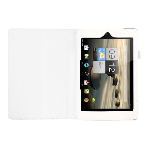 3in1 Set: kwmobile Hülle für Acer Iconia A1-810 / A1-811 – Tabletcover Slim Case Tablet Schutzhülle – Smart Cover Tabletcase Weiß + Folie, kristallklar + Stylus, Weiß - 2