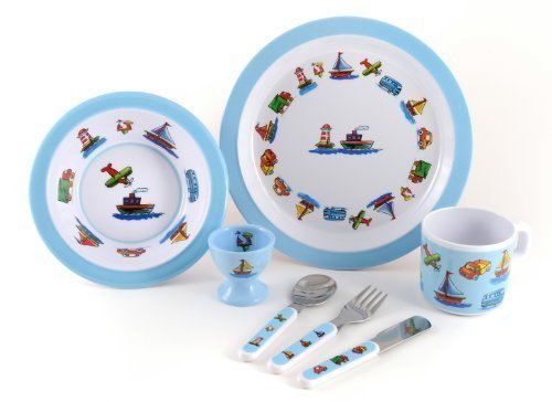 7 Piece Children's Melamine Gift Set -TRUCKS, BOATS & PLANES