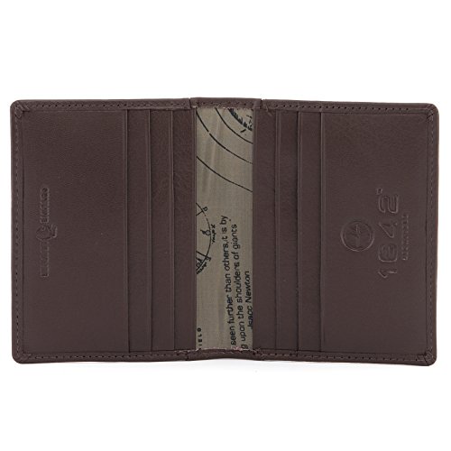 Two Fold Leather Credit Card Holder by 1642 - 6 Credit Cards (Brown)
