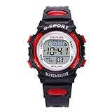 Kinder Uhren Digital Xinantime 2018 Wasserdichte Jungen Digital LED Sport Kinder Alarm Datum Geschenk Armbanduhren Schwarz/Blau/Orange/Rot/Gelb (Standard, Rot)