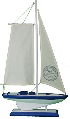 Deko Segelschiff / Boot, Modellschiff, Badezimmerdekoration, Kinderzimmerdekoration - blau/weiss