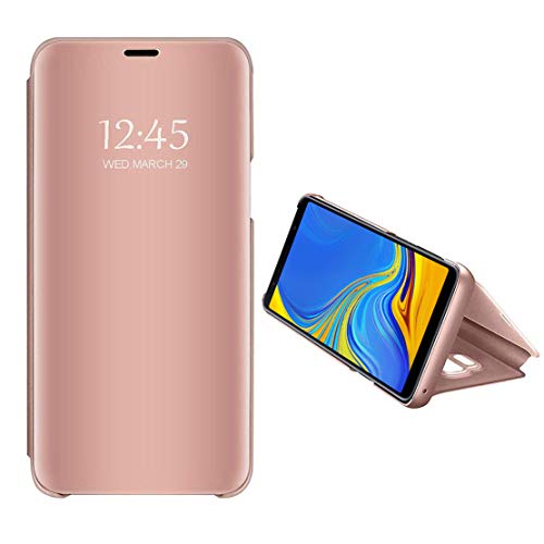 GALAXY A7 2018 CASE, Mirror Design Clear View Flip Book style Luxury Protector Shell with Kickstand Case Cover for Samsung Galaxy A7 2018 . Flip Mirror: