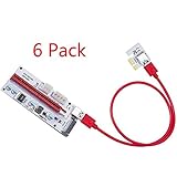LZH 6-Pack Latest PCI-E Express Cable 1X TO 16X Graphics Extension Ethereum ETH Mining Powered Riser Adapter Card, 60cm USB 3.0 Cable, 4 Solid Capacitors