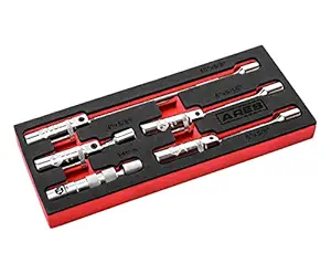 ARES 11014-5-Piece Magnetic Swivel Spark Plug Socket Set - Includes 14mm Thin Wall Socket, 9/16 6-inch Extension Socket, and 5/8 Sockets with 4-, 6-, and 10-inch Extensions - EVA Foam Storage Tray