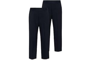 LISTERS SCHOOLWEAR 2PK Boys Elasticated Waist Regular Fit School Trousers Black Grey Navy Blue 3-18 Years