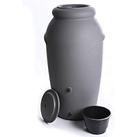 Regenwassertonne Regentonne Regenbehälter Regentank Amphore 210L 3 Farben Wasserhahn wählbar (Grau)