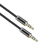 Aux Kabel (1.5m), 3.5mm Audio Kabel 4 Poliges Stereo Klinkenkabel (Kupferhülse / Hi-Fi Sound) für Kopfhörer, Apple iPhone iPod iPad, Echo dot, Heim/KFZ Stereoanlagen, Smartphones, MP3 Player usw.