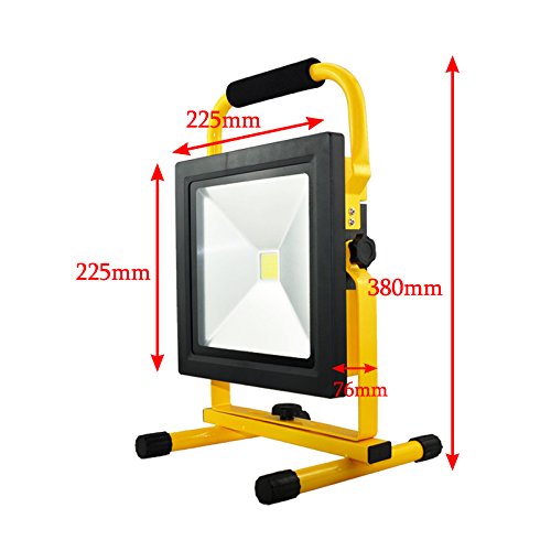 VINGO® 50W Akku LED Fluter Baustrahler Kaltweiß Wiederaufladbare Arbeitsleuchte Betriebszeit 4 Stunden - 3