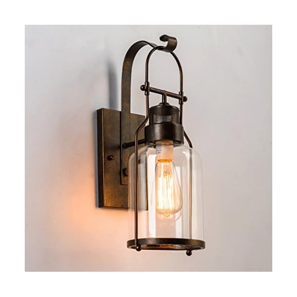 Creative Rural hallway bedroom bedside glass wall lamp retro style bar industrial lighting ( Color : Gray )