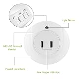 AMMBER Smart LED-Nachtlicht mit Zur Dämmerung Abenddämmerung Licht sensor und Wandplatte Ladegerät Dual USB, 5V 2A Ausgang für Schnellladung Sensor-LED-Lampe-Funktion in der Dunkelheit für Flur, Bad, Schlafzimmer, Wohnzimmer, Küche (White) - 5